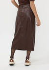 EsQualo Faux Leather Midi Skirt, Brown