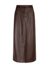 EsQualo Faux Leather Midi Skirt, Brown