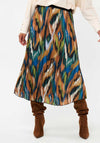 EsQualo Printed Plisse Midi Skirt, Multicoloured