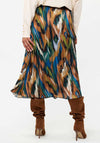 EsQualo Printed Plisse Midi Skirt, Multicoloured