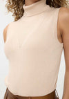 EsQualo Glitter Ribbed Polo Neck Vest, Gold