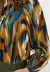 Esqualo Abstract Print Satin Blouse, Multi-Coloured