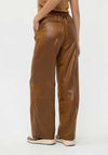 Esqualo Metallic Faux Crinkle Leather Trousers, Tan