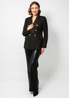 Esqualo Boucle Knit Crested Button Blazer, Black