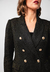 Esqualo Boucle Knit Crested Button Blazer, Black