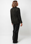 Esqualo Boucle Knit Crested Button Blazer, Black