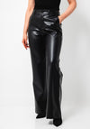 Esqualo Faux Leather Wide Leg Trousers, Black