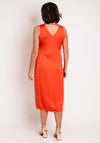 Eva Kayan Satin Ruched Midi Dress, Orange