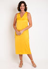 Eva Kayan Satin Ruched Midi Dress, Yellow