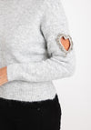 Serafina Collection One Size Heart Cut-Out Sweater, Grey