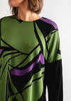 Ever Sassy Abstract Print Knit Jumper, Green