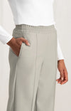 YAYA Faux Leather Wide Leg Trousers, Silver Lining Beige