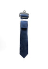 Fletcher’s Gallery Pin Dot Print Tie & Pocket Square Set, Navy & Blue