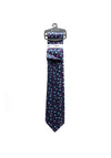 Fletcher’s Gallery Geo Floral Print Tie & Pocket Square Set, Purple & Navy