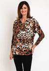 Natalia Collection Studded  Leopard Print Knit Sweater, Tan