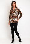 Natalia Collection Studded  Leopard Print Knit Sweater, Tan