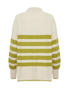 Fransa Bitte Horizontal Striped Jumper, Green and Beige