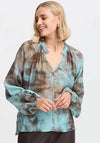 Fransa Illi Tie Dye Sheer Blouse, Blue