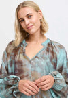 Fransa Illi Tie Dye Sheer Blouse, Blue