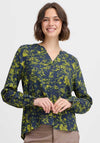 Fransa Flowy Floral V Neck Blouse, Blue