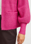 Fransa Beverly Chunky Knit Cardigan, Very Berry