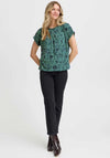 Fransa Floral Bubble Hem T-Shirt, Green