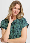 Fransa Floral Bubble Hem T-Shirt, Green