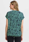 Fransa Floral Bubble Hem T-Shirt, Green