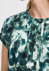 Fransa Seen Abstract Print Bubble Hem T-Shirt, Green