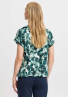 Fransa Seen Abstract Print Bubble Hem T-Shirt, Green