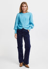 Fransa Elna Knot Detail Knitted Jumper, Ethereal Blue