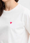 Fransa Embroidered Heart T Shirt, White