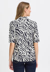 Fransa Flora Zebra Print T Shirt, Black and White