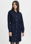 Fransa Chicago Denim Shirt Dress, Raw Blue Denim