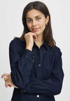 Fransa Chicago Denim Shirt Dress, Raw Blue Denim