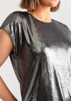 Fransa Franna Metallic Jersey Top, Silver