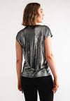 Fransa Franna Metallic Jersey Top, Silver