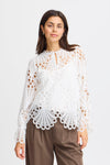 Fransa Belle Crochet Detail Blouse, White