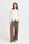 Fransa Belle Crochet Detail Blouse, White