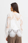 Fransa Belle Crochet Detail Blouse, White