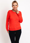 Fransa Knit Round Neck Cardigan, Orange