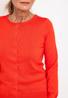 Fransa Knit Round Neck Cardigan, Orange