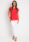 Fransa Chiffon Overlay Top, Coral