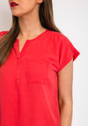 Fransa Chiffon Overlay Top, Coral