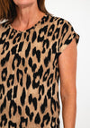 Fransa Round Neck Leopard Print Top, Tan