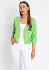 Fransa Fine Knit Cropped Cardigan, Apple Green