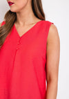 Fransa Hot Crepe Sleeveless Top, Raspberry