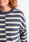 Fransa Bitte Striped Knit Jumper, Blue