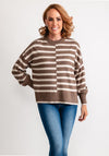 Fransa Bitte Striped Knit Jumper, Brown