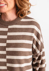 Fransa Bitte Striped Knit Jumper, Brown